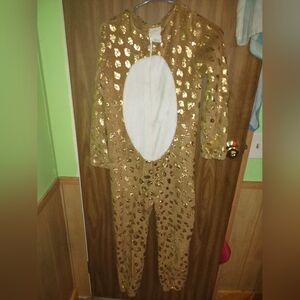 Source Unknown Gold Leopard Sparkle Onesie with White Belly Panel